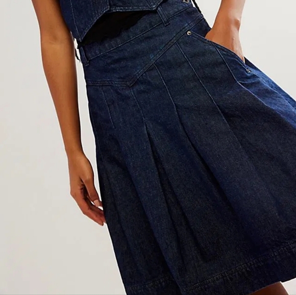 Free People Scout Denim A-Line Skirt Size 6 - Picture 3 of 7